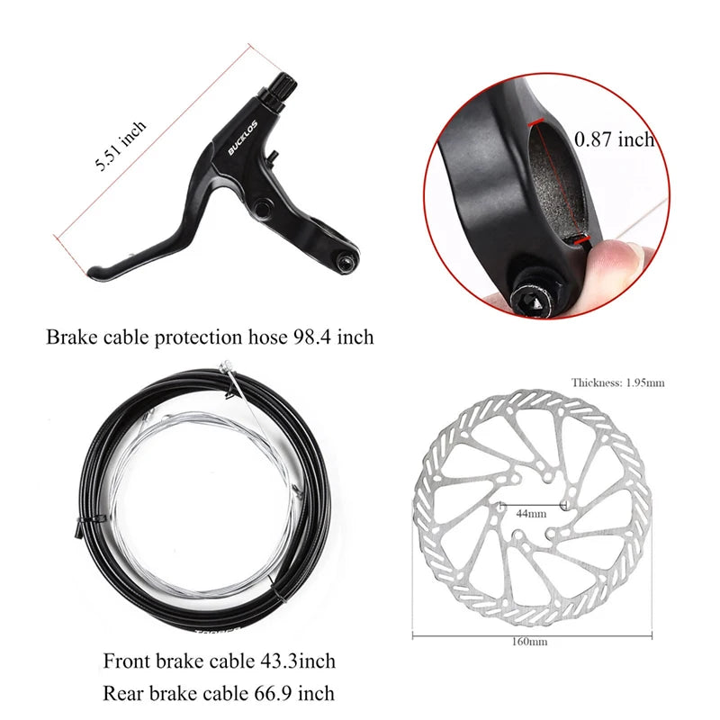 BUCKLOS MTB Disc Brake Set – Caliper, Lever, Rotor & Cable Disc Brake Set Nixie