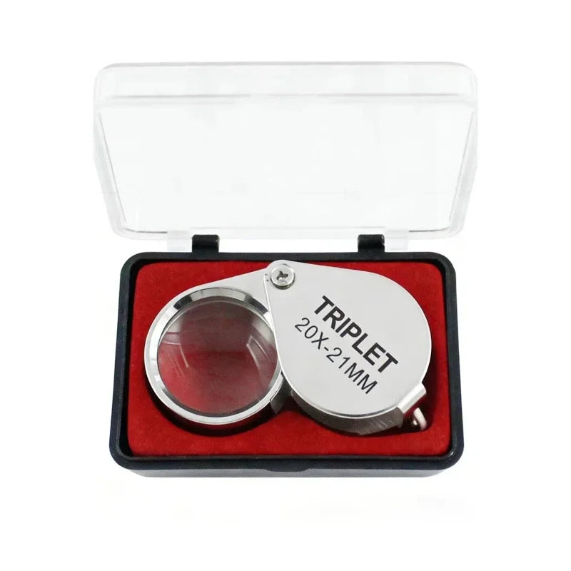 10x 20x 30x Folding Jewelry Loupe Magnifier – Metal Glass Lens Jewelry Loupe Magnifier Nixie Silver 20X