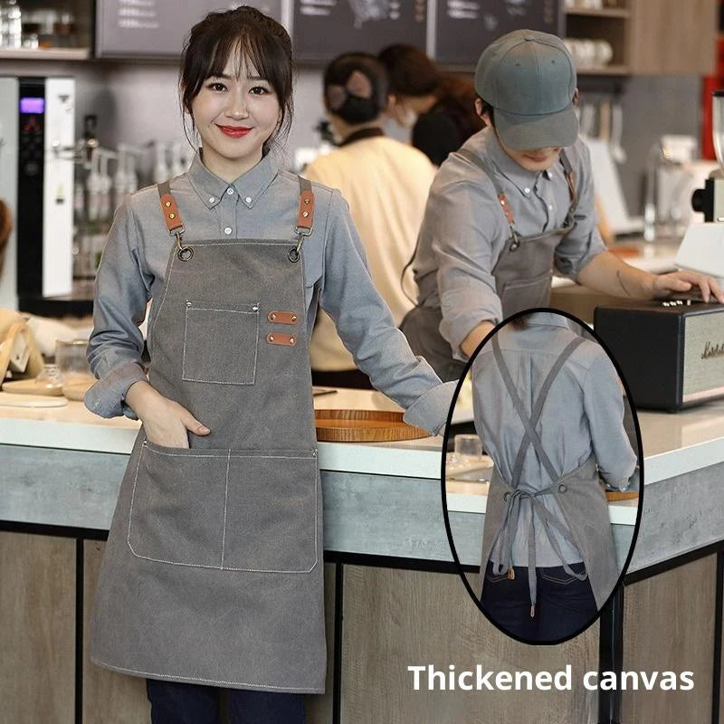 Canvas Apron with Tool Pockets – Oil-Proof Kitchen Apron Kitchen Canvas Apron Nixie