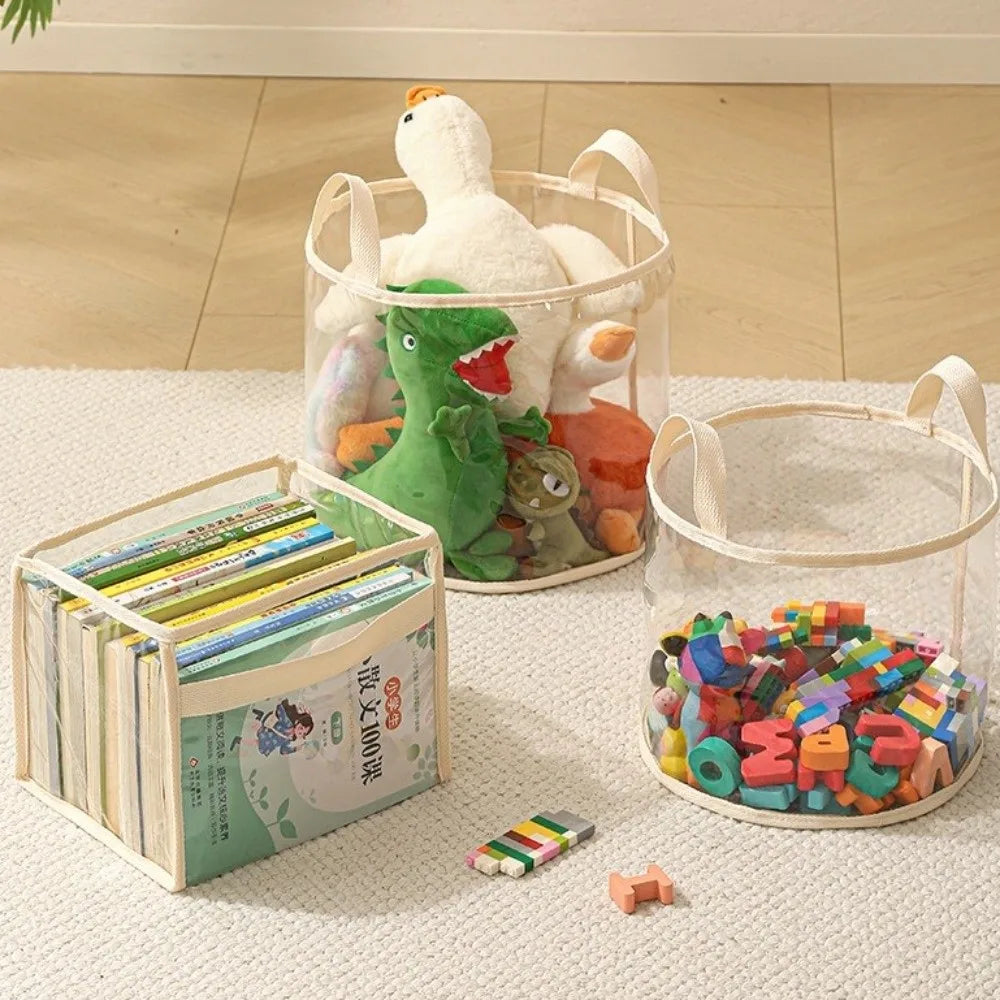 PVC Transparent Storage Basket with Handle – Large Capacity Storage Basket Nixie