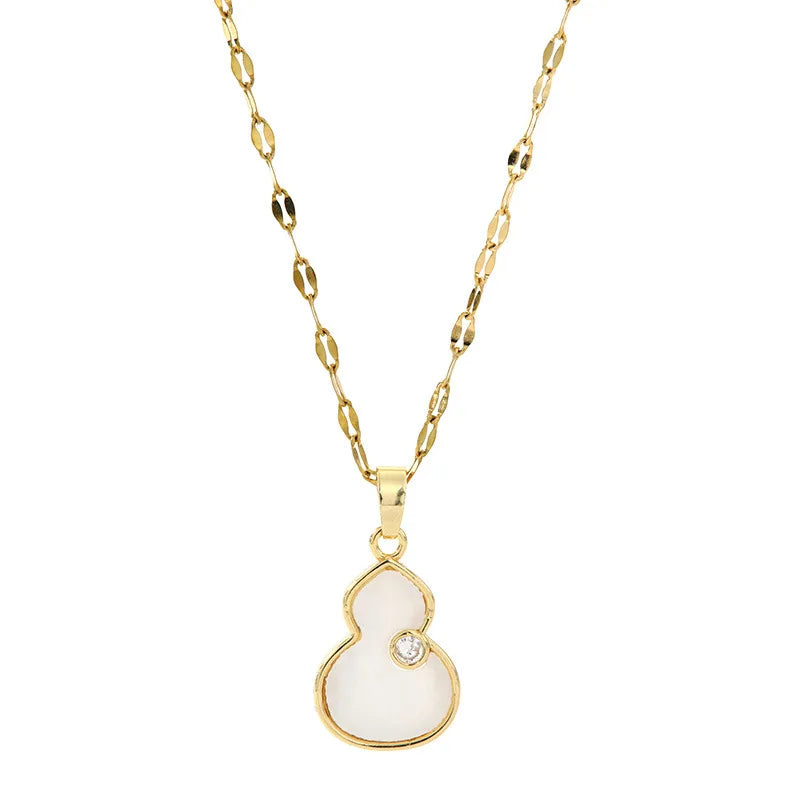Chinese Style Mother-of-Pearl Gourd Pendant Necklace Pendant Necklace Nixie