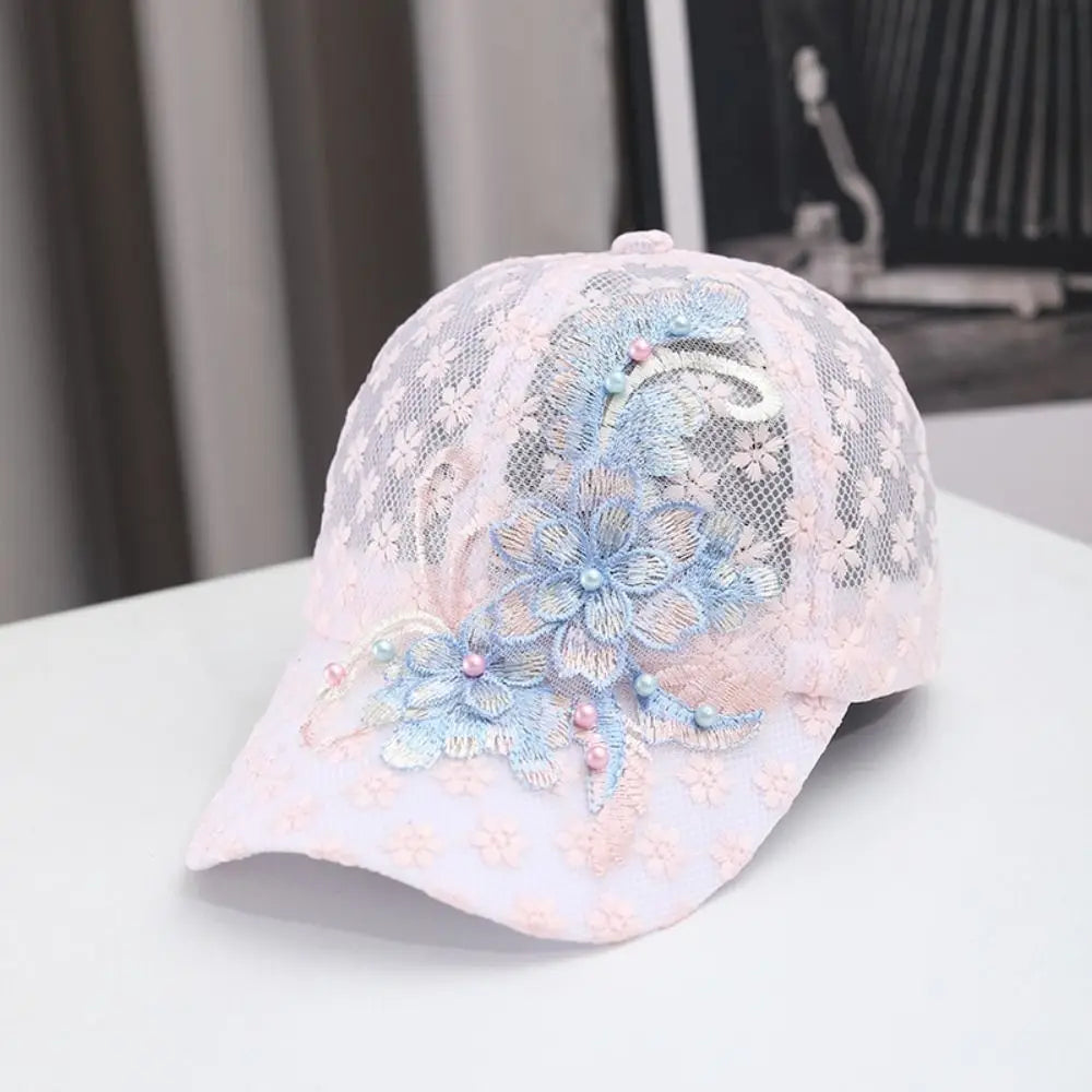 Lace Baseball Cap Floral Embroidered Hollow Breathable Women Hat Lace Baseball Cap Nixie