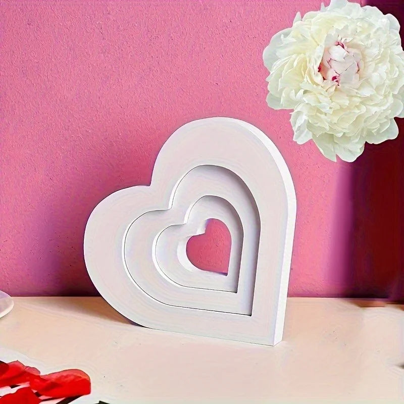 3Pcs White Heart Shaped PVC Decorations – Minimalist Décor Home Decoration Set Nixie