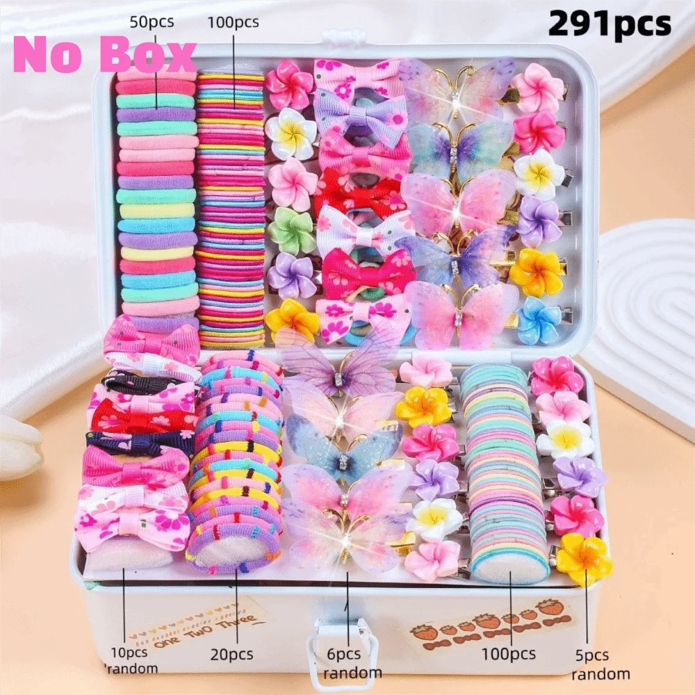 Girls Bow Hair Accessories Set – Colorful Princess Gift Girls Hair Accessories Nixie 291Pcs No box