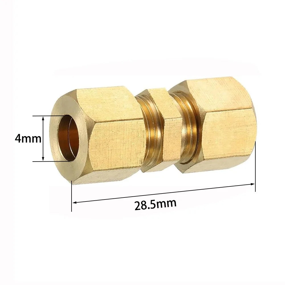 Brass Compression Union Straight Coupling – 4–16mm & Imperial Compression Pipe Fitting Nixie 4mm