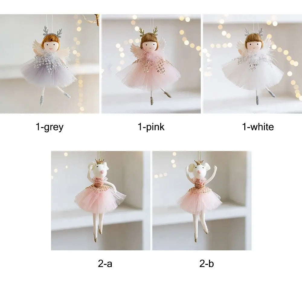 Angel Girl Doll Christmas Ornament – Pink & White Hanging Decor Christmas Ornament Nixie