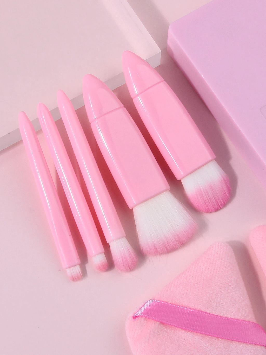 Pink Makeup Brush Set with Mirror – 7-Piece Travel Beauty Kit Makeup Brush Set Nixie