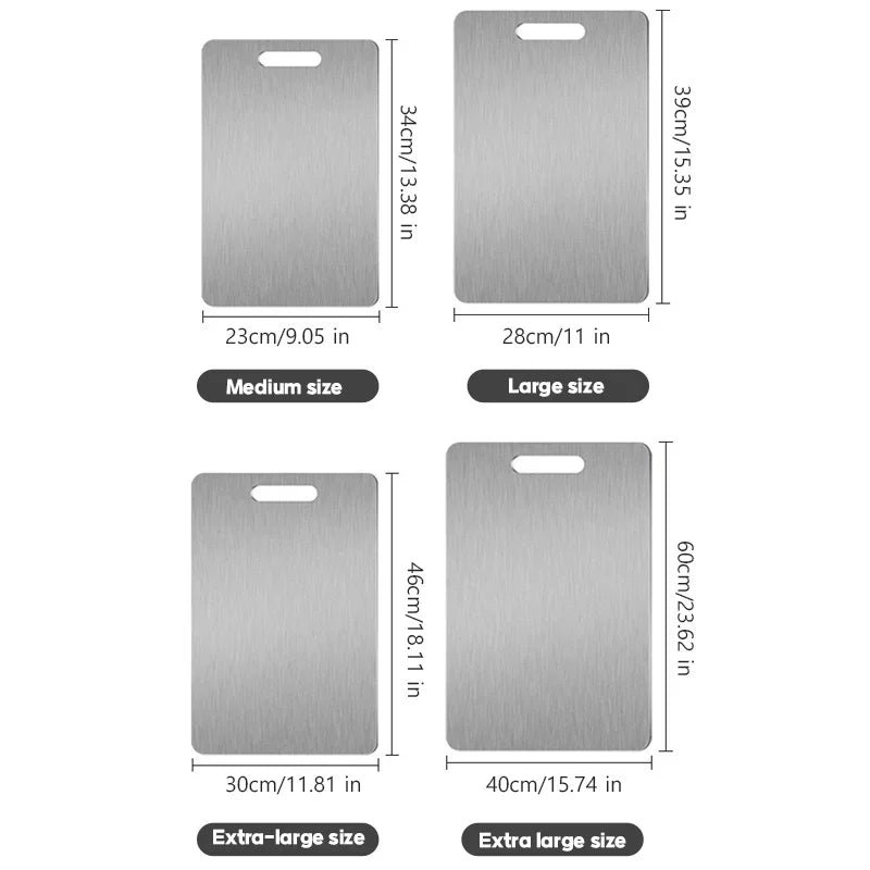 3-Piece Stainless Steel Cutting Board Set – Double-Sided Stainless Steel Cutting Board Nixie