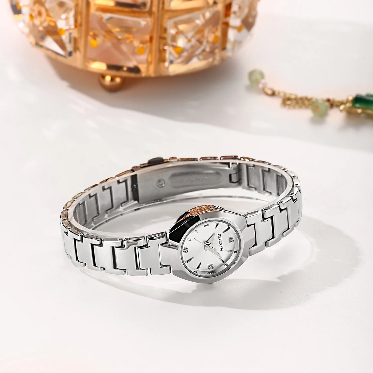 REBIRTH Women's Polygonal Dial Quartz Watch – Elegant Style