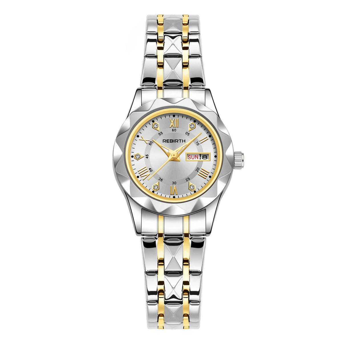 REBIRTH Women's Quartz Watch – Day & Date Display | Stylish Women's Quartz Watch Nixie WHITE