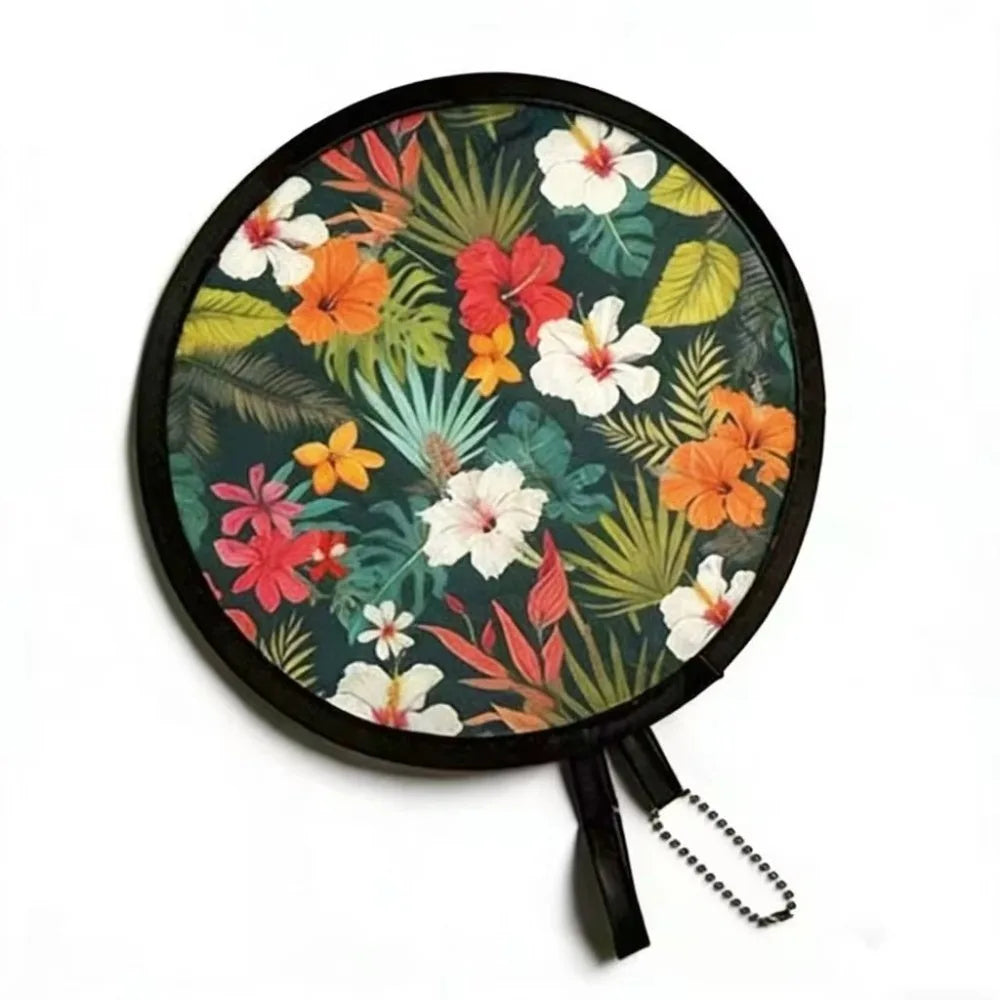 Round Foldable Handheld Fan with Storage Bag – 8 Styles