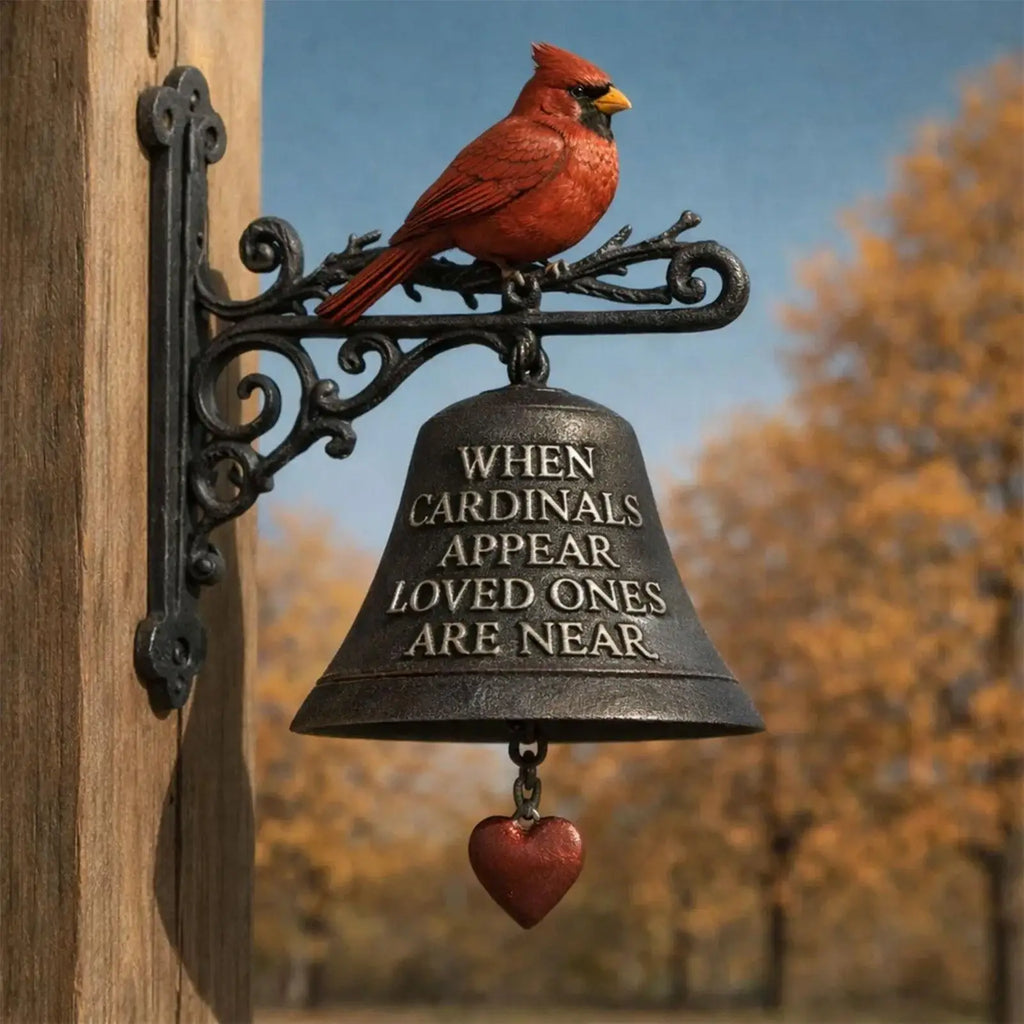 Cardinal Red Bird Wall Mounted Dinner Bell | Rustic Porch Decor Decorative Dinner Bell Nixie