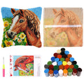 17" DIY Latch Hook Pillow Kit – Yarn Crochet Cushion Cover Craft Latch Hook Craft Kit Nixie color horse