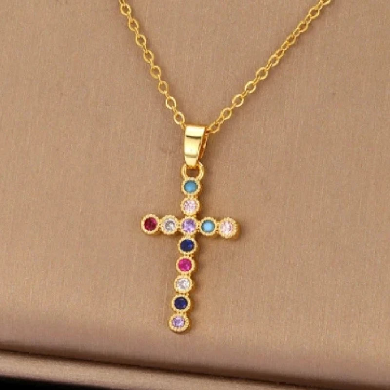 Gold Plated Cross Pendant Necklace – Copper & Stainless Steel Pendant Necklace Nixie