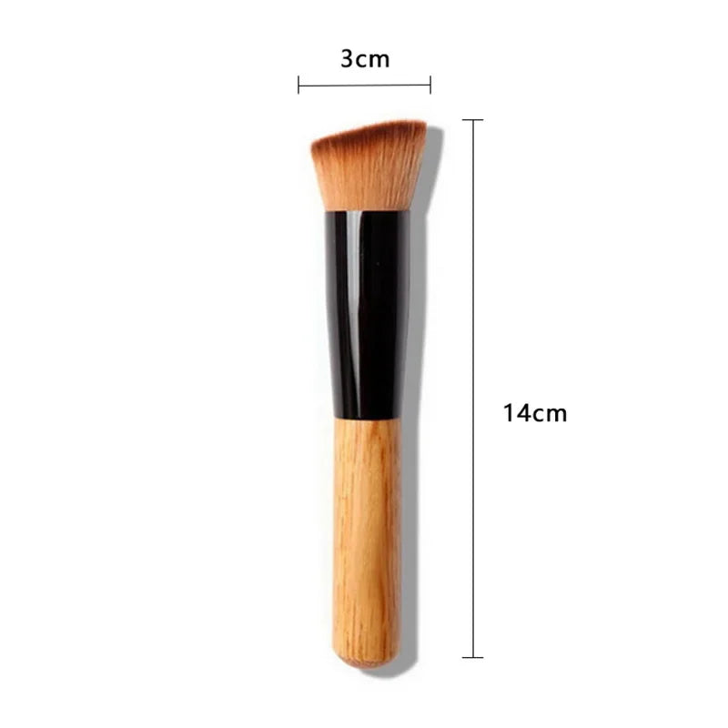 Oblique Head Foundation Powder Makeup Brush – Wood Handle