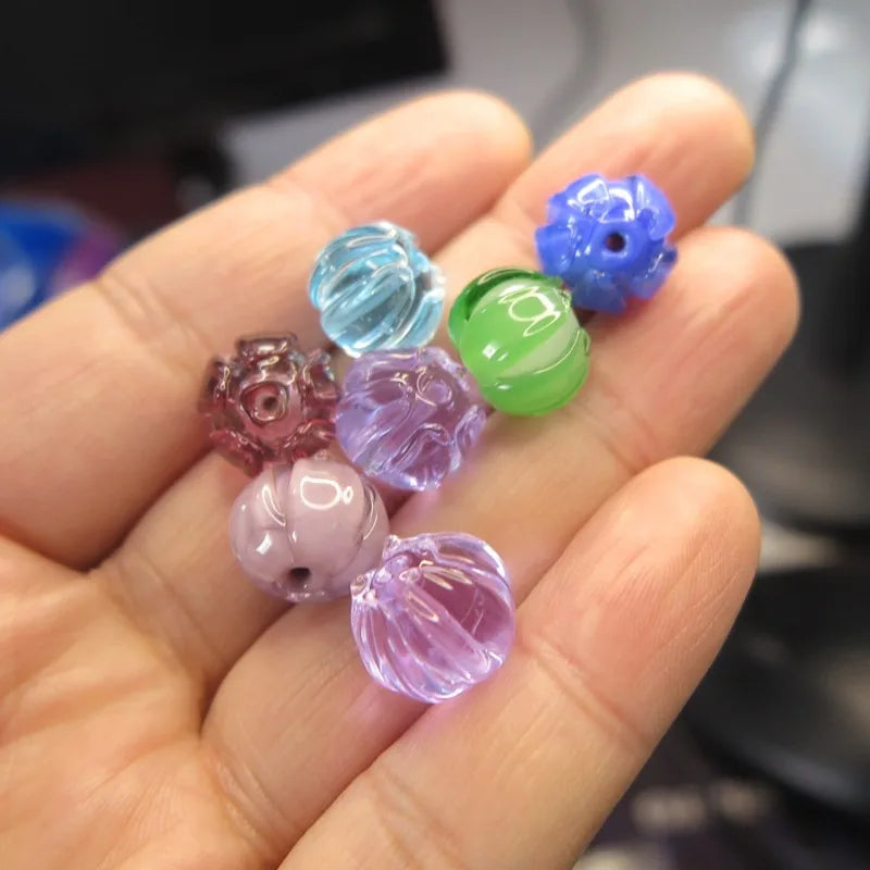 2pcs Round Flower Lampwork Glass Beads for DIY Jewelry Making Lampwork Glass Beads Nixie