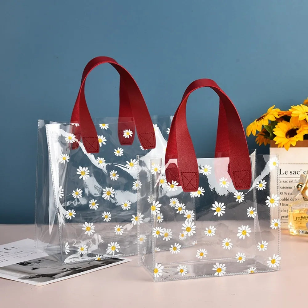 PVC Clear Tote Bag – Daisy Transparent Waterproof Handbag Clear PVC Tote Bag Nixie