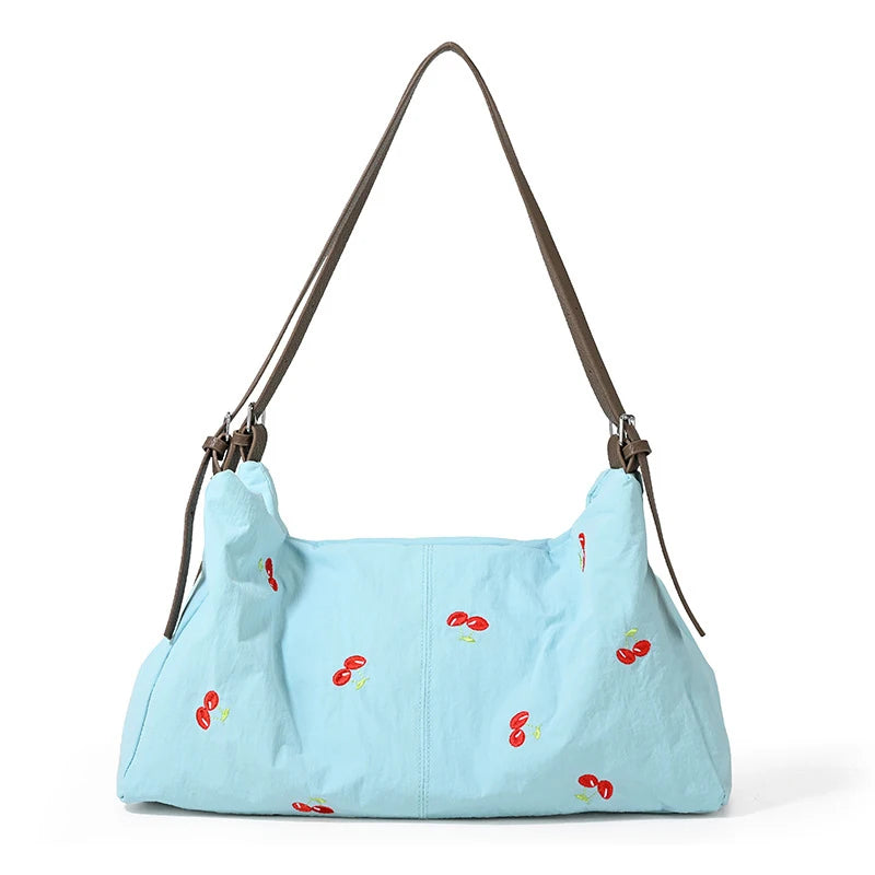 Women's Canvas Embroidery Tote Shoulder Bag – Large Capacity