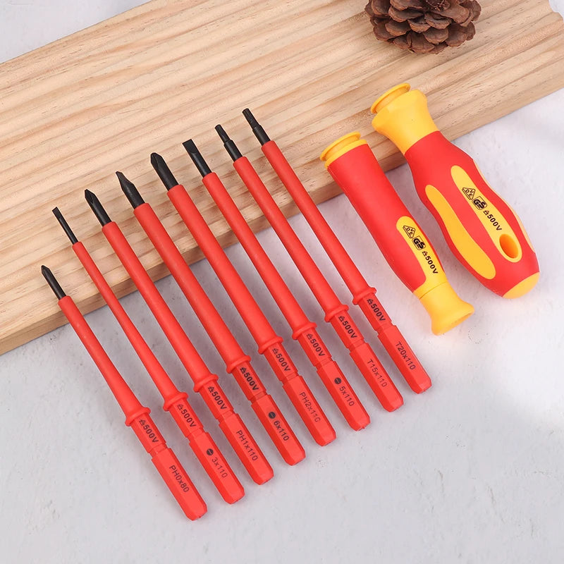 10Pc VDE Insulated Screwdriver Set 500V + Storage Bag Insulated Screwdriver Set Nixie