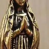 Brass Virgin Mary Figurine Pendant – Vintage Copper Keepsake Religious Figurine Nixie