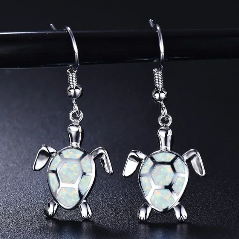 2 Pairs Fire Opal Sea Turtle Drop Earrings for Women | Nixie Drop Earrings Nixie