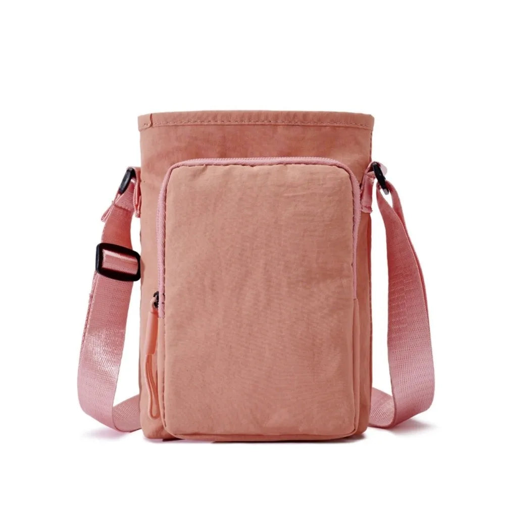 Waterproof Crossbody Water Bottle Bag – Adjustable Nylon Crossbody Bottle Bag Nixie Pink