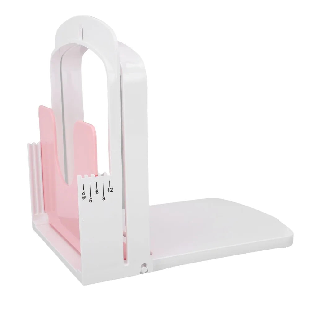 Foldable Bread Slicer Guide – 5 Thickness Modes | Pink & White