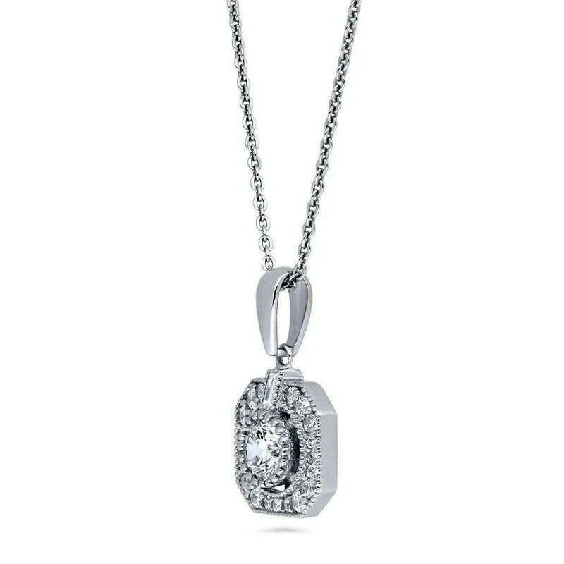 Princess Cut CZ Art Deco Necklace & Earrings Set | 3 Pcs CZ Jewelry Set Nixie