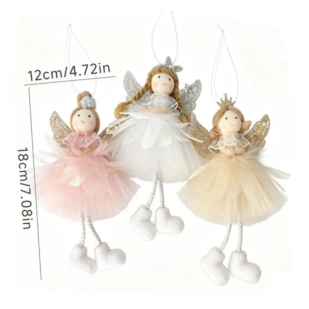 Plush Christmas Angel Ornament – Fluffy Wings Hanging Pendant Christmas Ornament Nixie