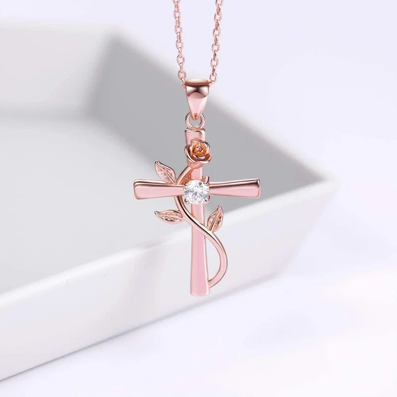 Glass Cross Pendant Necklace – Turquoise Vintage Style Women Pendant Necklace Nixie