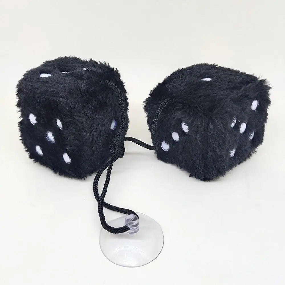 Fuzzy Plush Dice Car Rearview Mirror Hanging Ornament 6cm