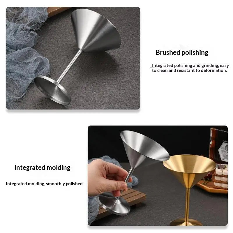 Stainless Steel Goblet | Cocktail, Wine & Dessert Cup Metal Goblet Glass Nixie