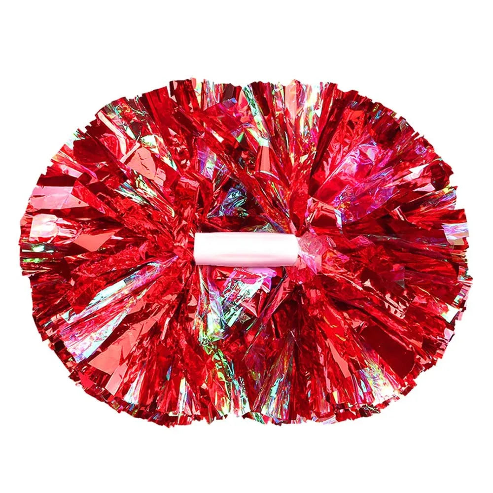 Colorful Cheerleader Pom Poms 30x37cm – Metallic Dance Props Cheerleading Pom Poms Nixie Red