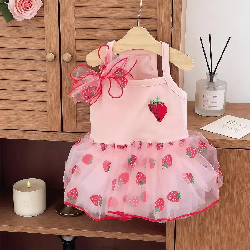 Strawberry Princess Pet Dress for Dogs & Cats – XS to XL Pet Dress Nixie S