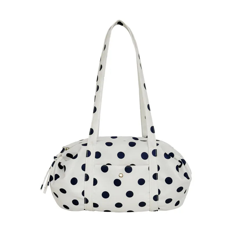 Korean Polka Dot Crossbody Bag – Nylon Travel & Sports Handbag Crossbody Shoulder Bag Nixie BB-1394Blue(No Charm