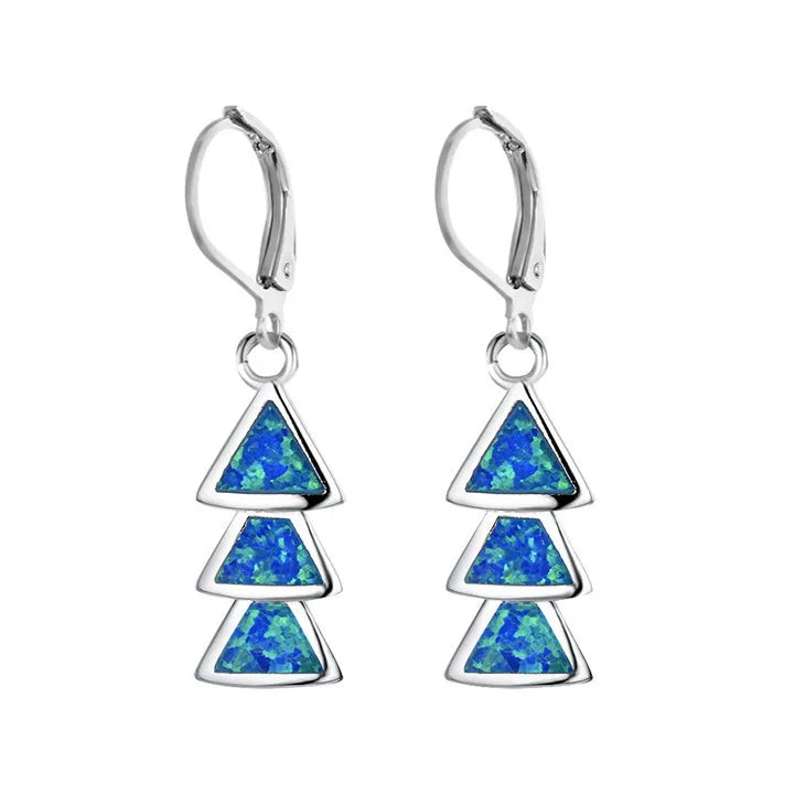Crystal Triangle Drop Earrings – Vintage Blue Geometric Fashion Drop Dangle Earrings Nixie Blue