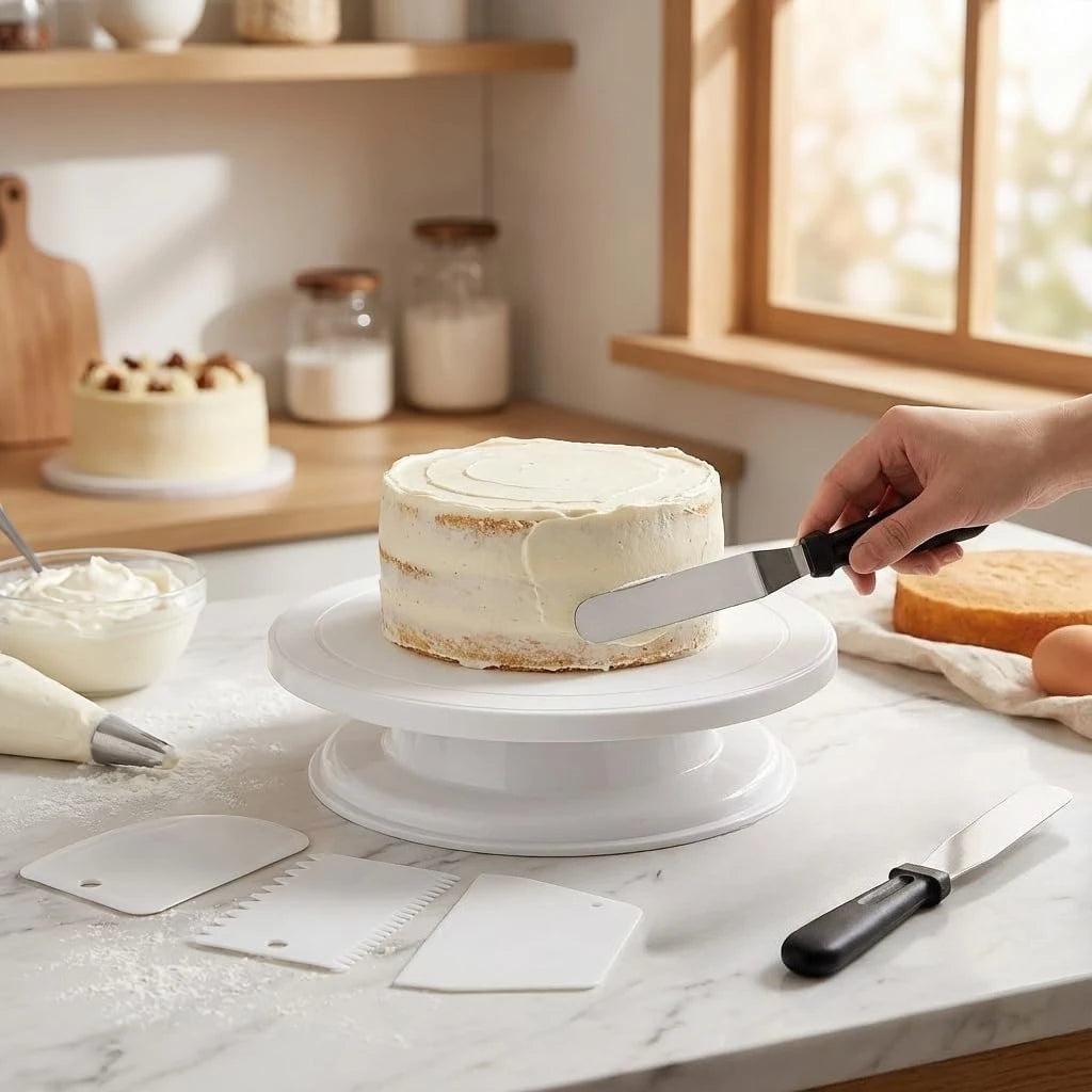 7-Piece Cake Decorating Kit with Turntable & Tools