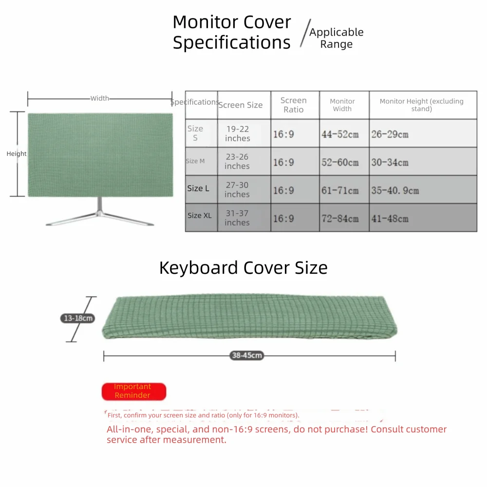 Elastic Dustproof Monitor Cover 27–30 Inch Protective Sleeve Monitor Dust Cover Nixie