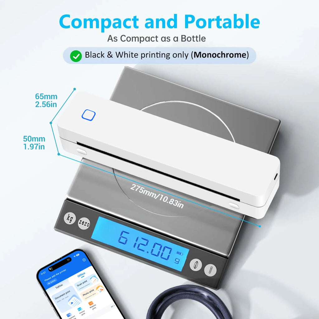 INSTOFC Bluetooth Portable A4 Thermal Printer – Inkless
