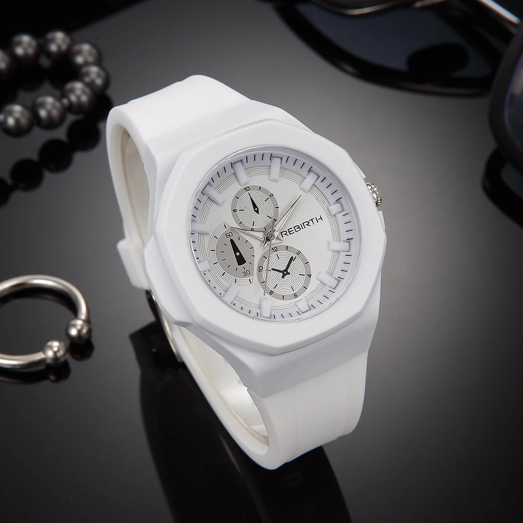 REBIRTH Unisex Silicone Quartz Watch – Minimalist Style