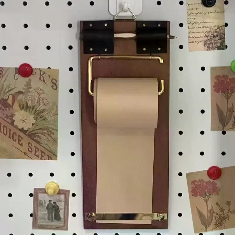 Vintage Kraft Paper Roll Clipboard Set – Refillable Writing Pad Clipboard Notepad Set Nixie
