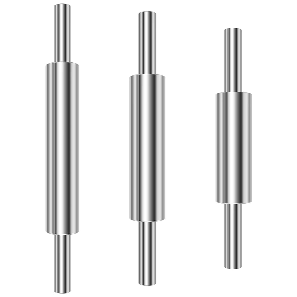 3-Piece Stainless Steel Rolling Pin Set – Nonstick & Ergonomic Baking Rolling Pin Nixie silver 3