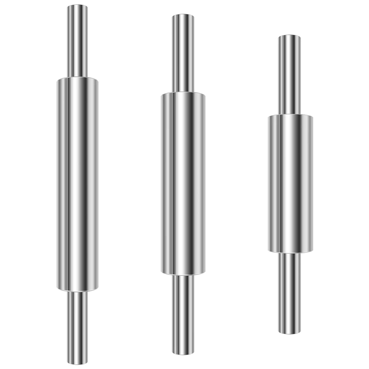 3-Piece Stainless Steel Rolling Pin Set – Nonstick & Ergonomic Baking Rolling Pin Nixie silver 3