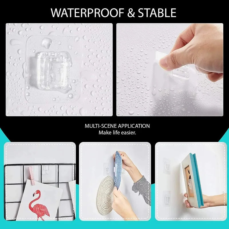 10 Pairs Transparent Double-Sided Adhesive Wall Hooks | No Drill Adhesive Wall Hooks Nixie