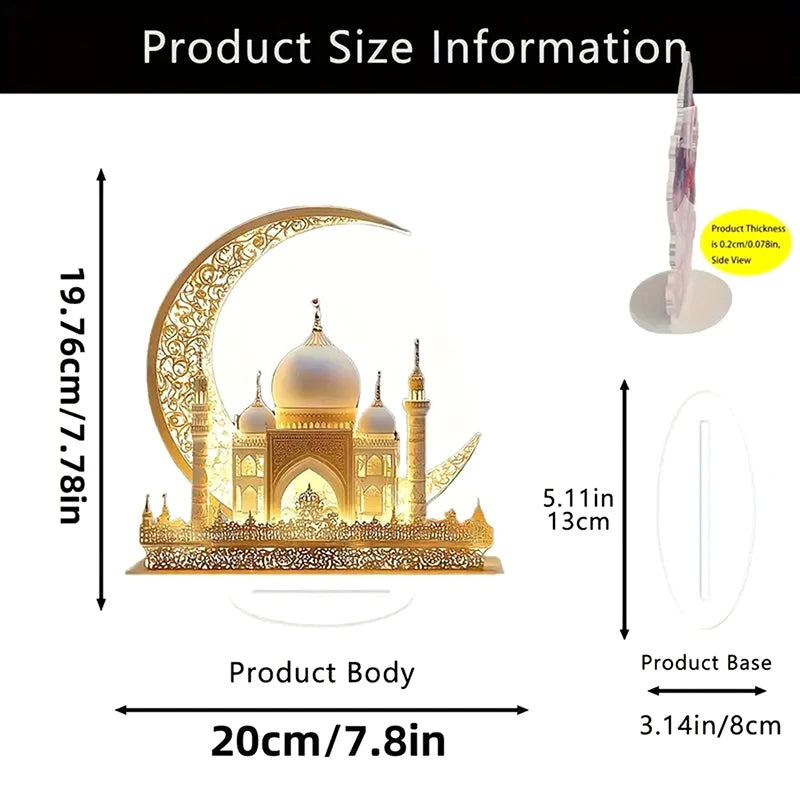 Ramadan & Eid Acrylic Crescent Castle Table Decoration Sign Holiday Table Decoration Nixie L