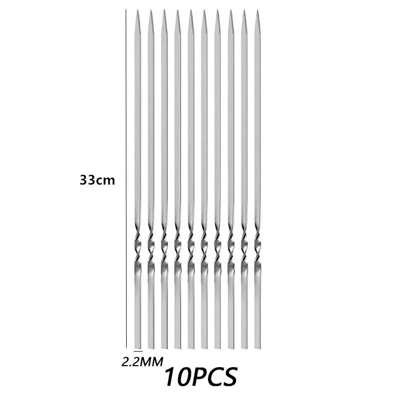 Reusable Stainless Steel BBQ Skewers – 10 or 30 Pack BBQ Skewers Nixie 10PCS