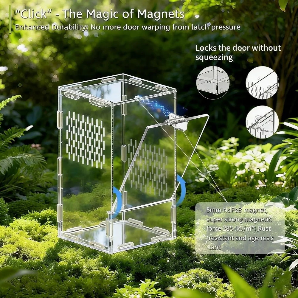 Acrylic Jumping Spider Enclosure – Escape-Proof Reptile Habitat Reptile Enclosure Nixie