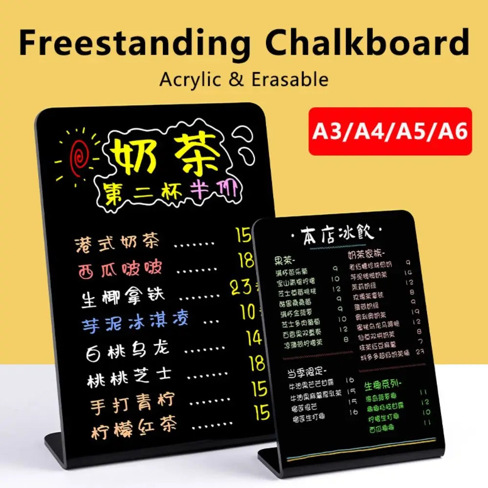 Acrylic Freestanding Chalkboard A3–A6 Reusable Tabletop Sign Tabletop Chalkboard Sign Nixie