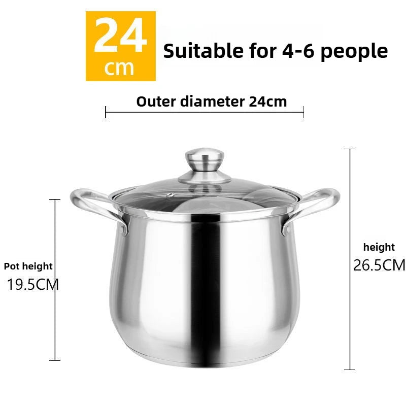 FEB.WIND 5L Stainless Steel Stock Pot with Lid | Soup Pot Stock Pot Nixie 24cm