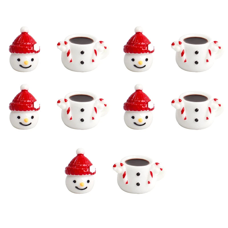 Mini Snowman Teacup Decoration – Miniature Christmas Resin Scene Set